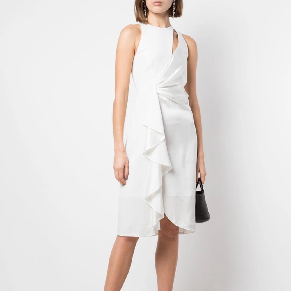 Cinq a sept Clemency Drape-Front Satin Combo Dress
